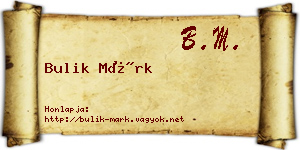 Bulik Márk névjegykártya